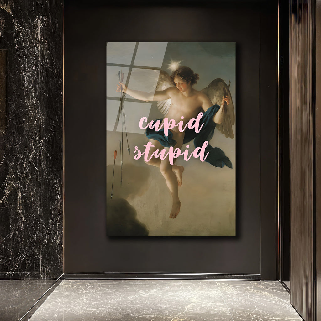 Cupid Stupid Aşk ve Mizah Temalı Cam Tablo