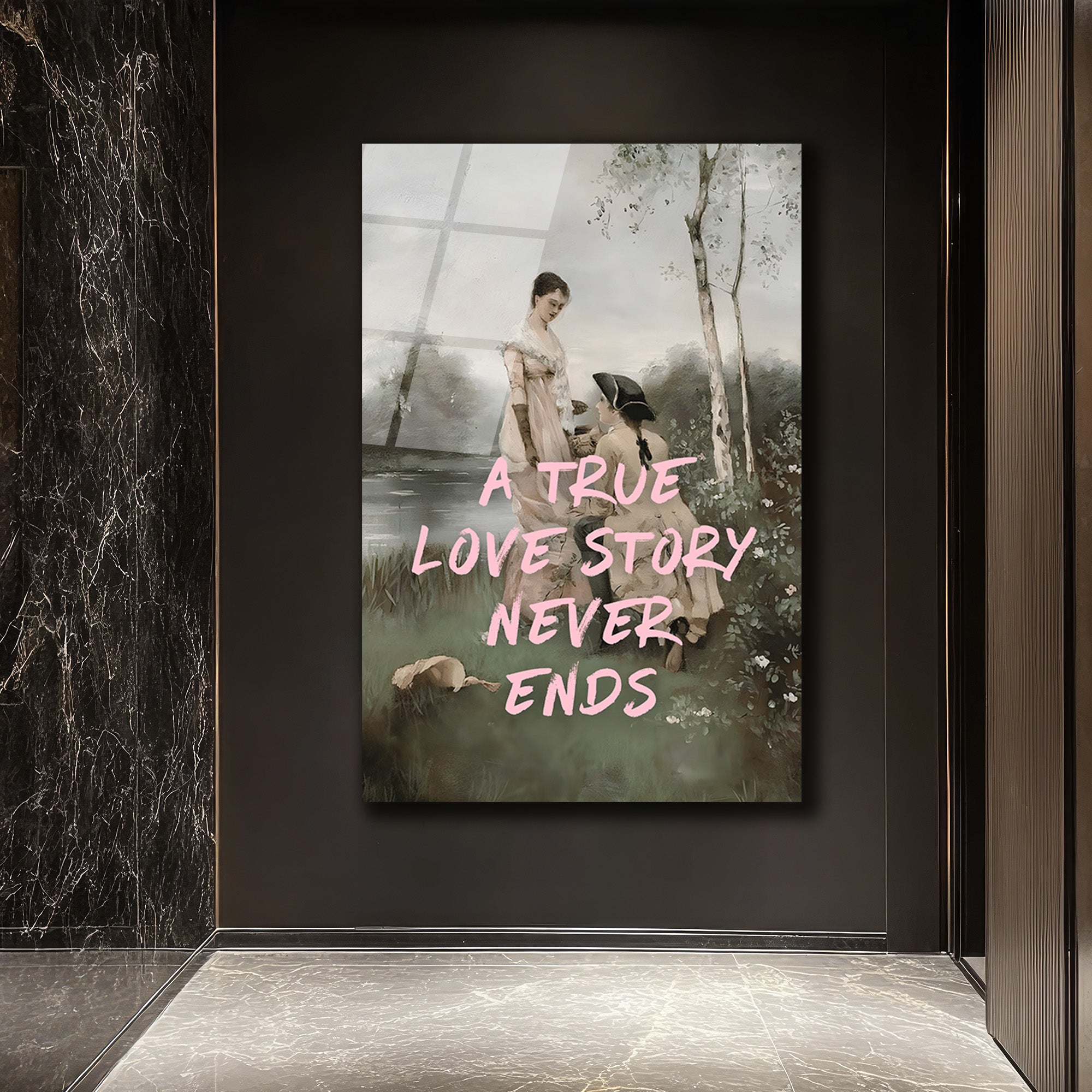 "A True Love Story Never Ends" Romantik Cam Tablo