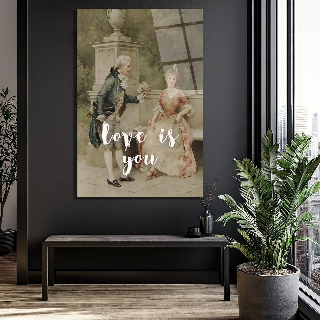 Aşk Sensin Temalı Romantik Klasik Çift Cam Tablo