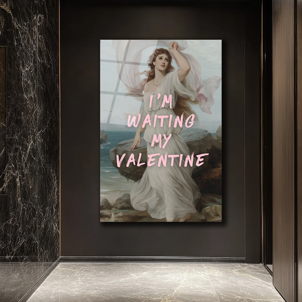 Romantik Valentine Bekleyişi Cam Tablo - Aşkın Zarafeti