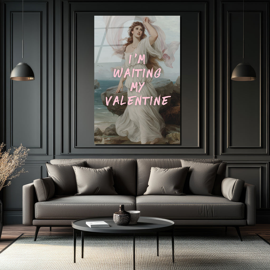 Romantik Valentine Bekleyişi Cam Tablo - Aşkın Zarafeti
