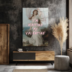 Romantik Valentine Bekleyişi Cam Tablo - Aşkın Zarafeti