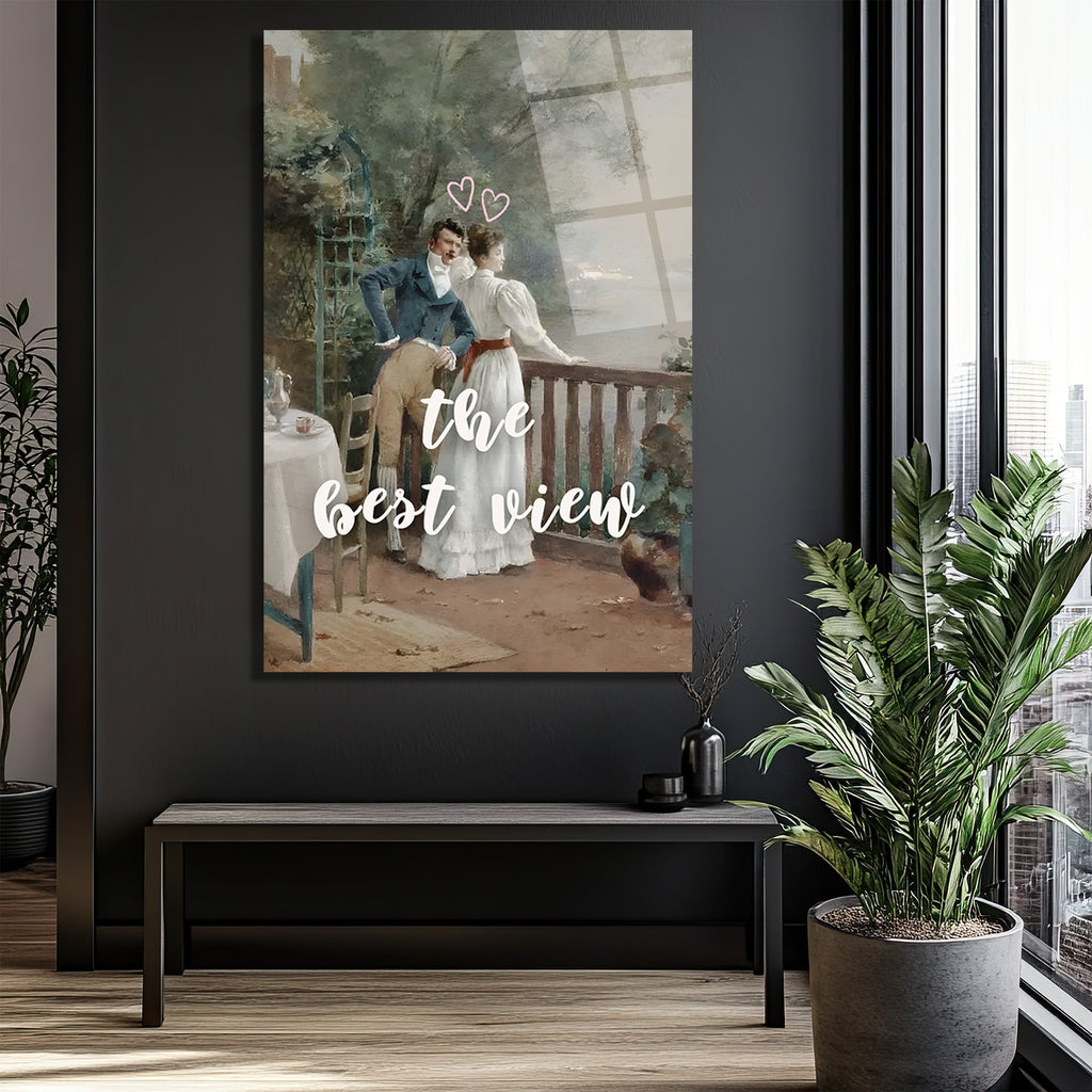 Aşkın Penceresi: 'The Best View' Romantik Cam Tablo