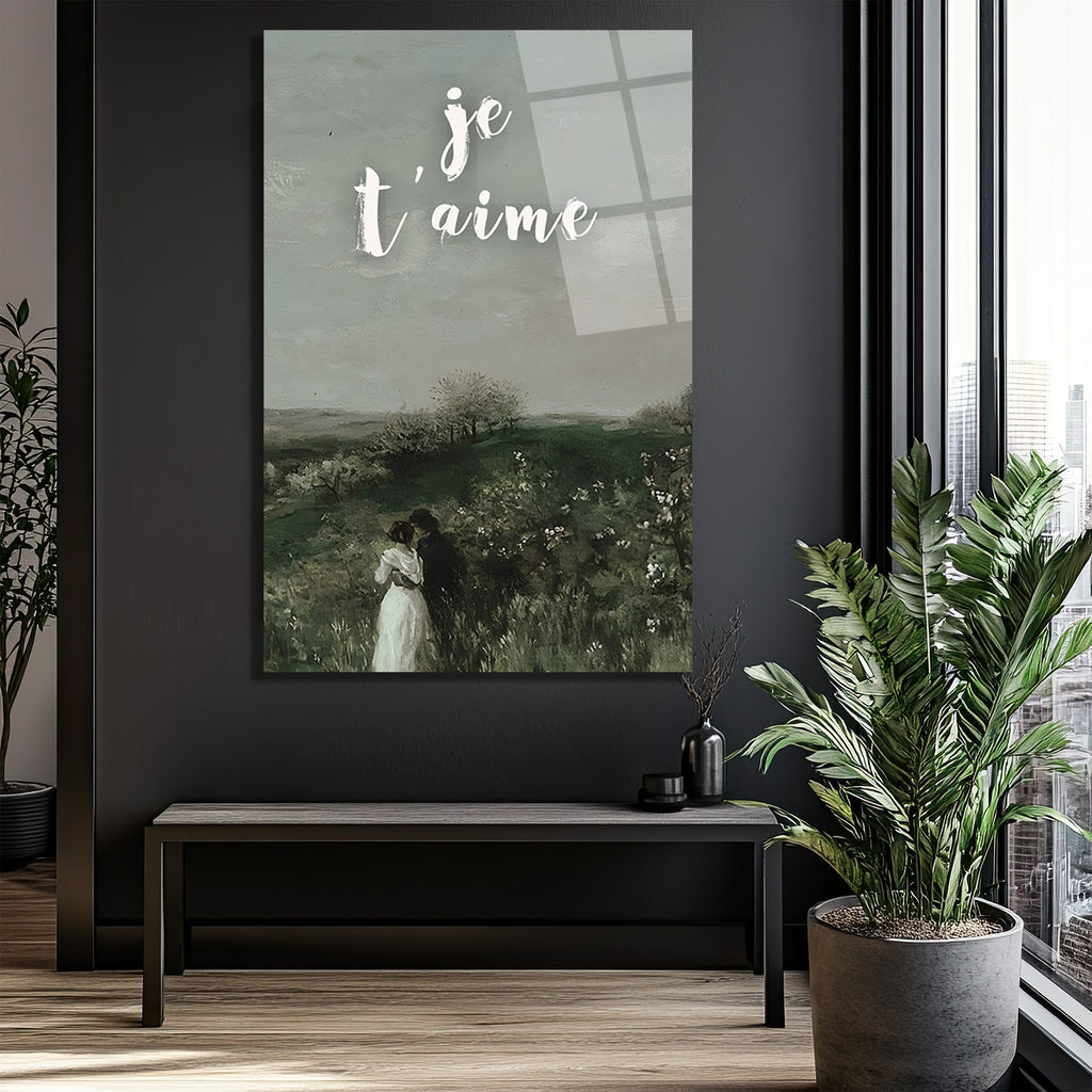 Je T'aime Romantik Aşk Manzarası Cam Tablo