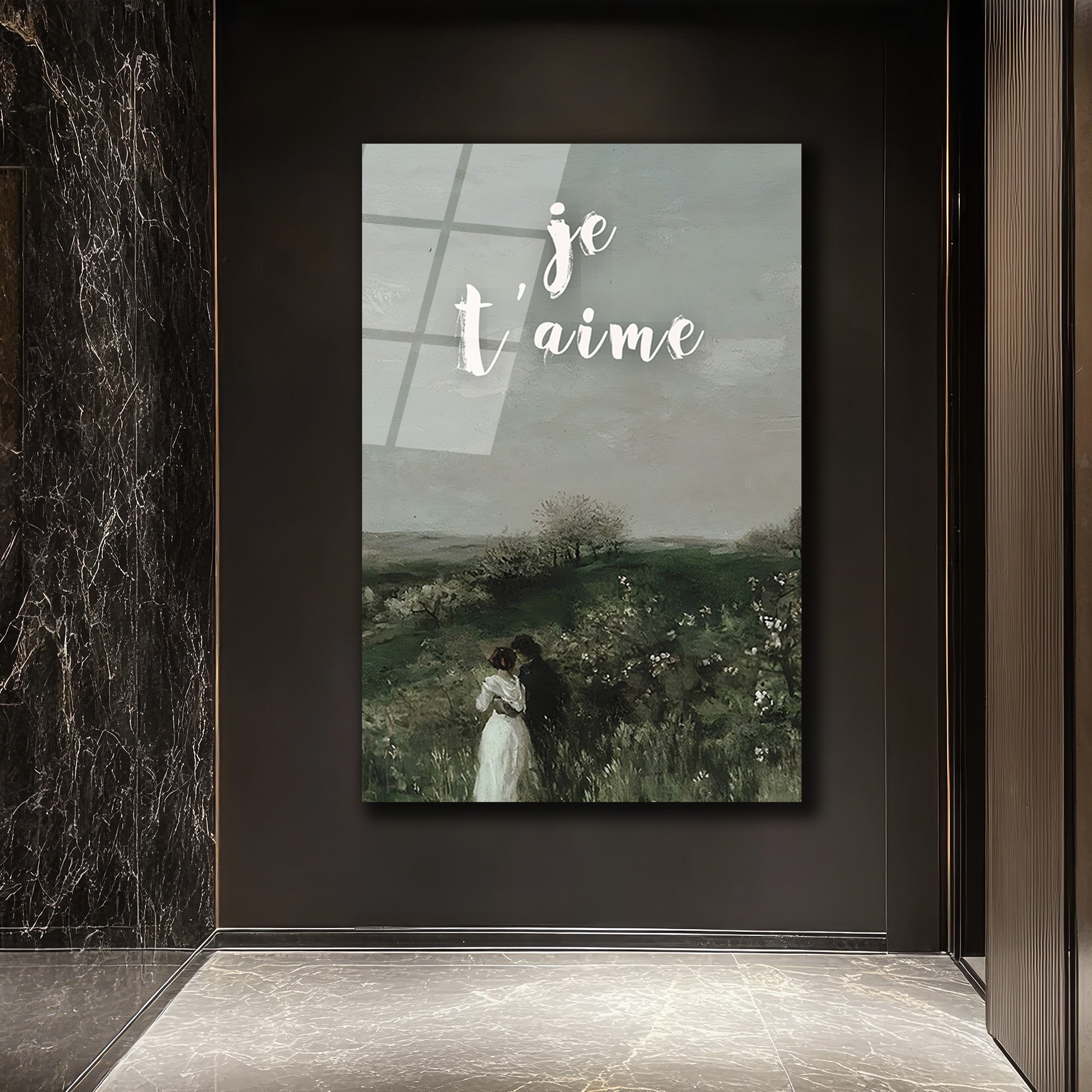 Je T'aime Romantik Aşk Manzarası Cam Tablo