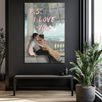 P.S. I LOVE YOU Romantik Aşk Mesajı Cam Tablo