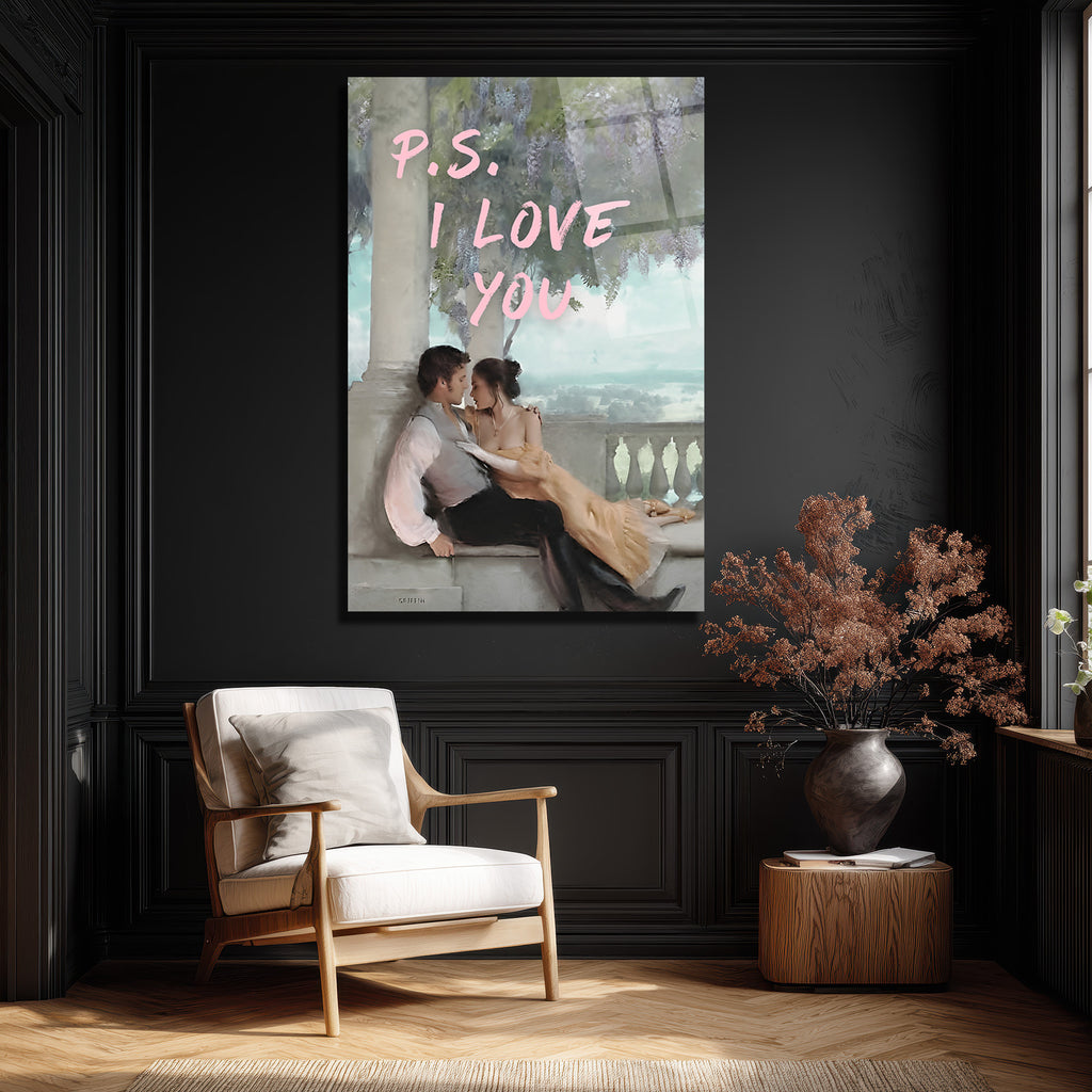 P.S. I LOVE YOU Romantik Aşk Mesajı Cam Tablo