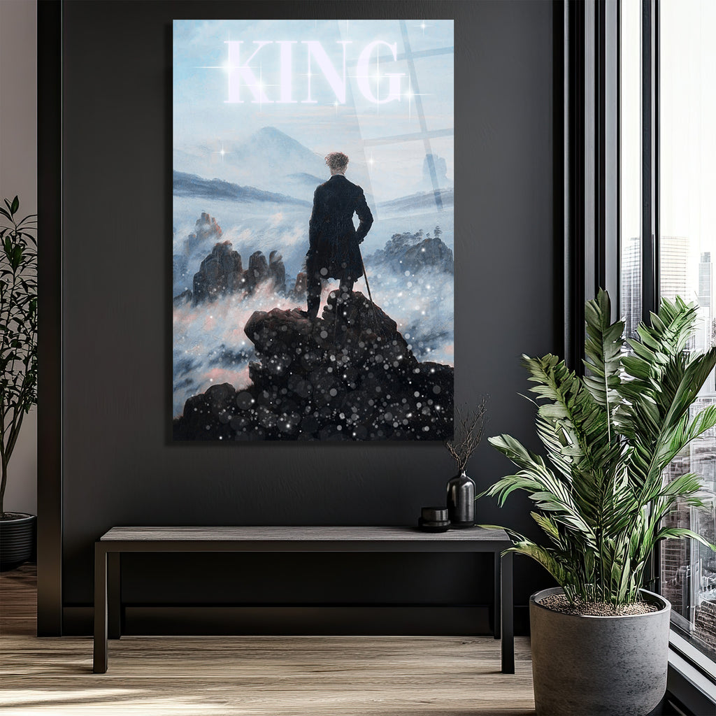 Zirvedeki Kral Temalı Modern Cam Tablo