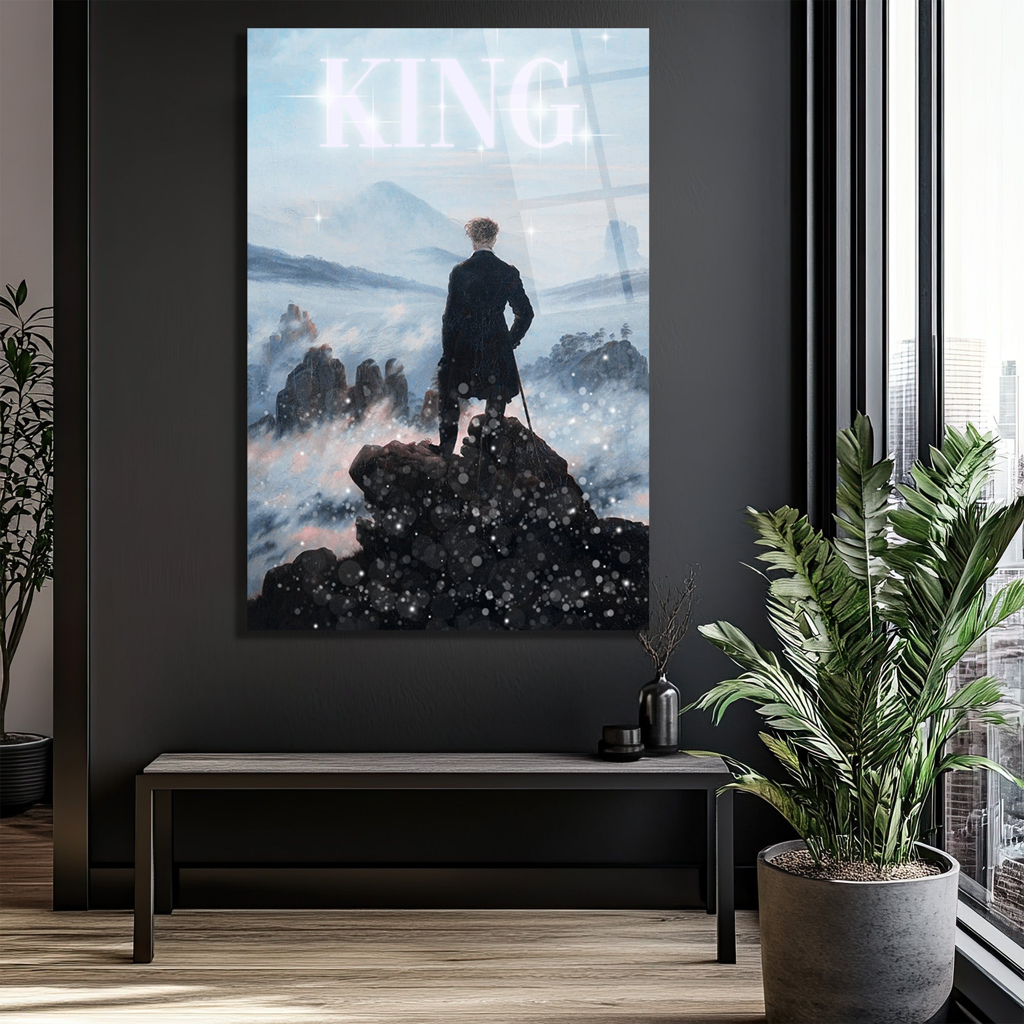 Zirvedeki Kral Temalı Modern Cam Tablo