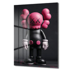 Pink Skull KAWS Stili Cam Tablo: Modern Sanatın Cesur Dokunuşu