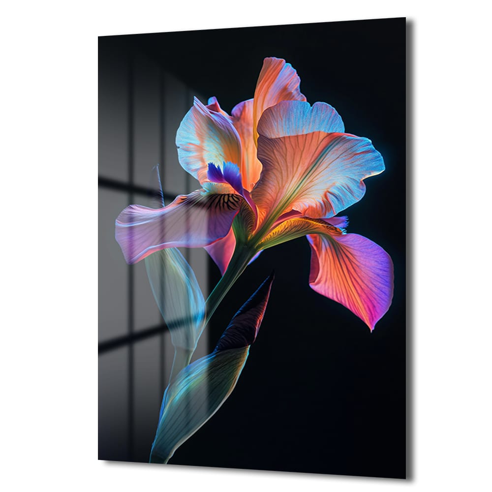 Parıldayan İris: Modern Sanat Temperli Cam Tablo