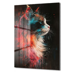 Vibrant Kedi: Modern Sanat Temperli Cam Tablo