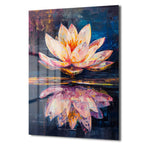 Gizemli Lotus Çiçeği: Su Üzerinde Modern Sanat Cam Tablo