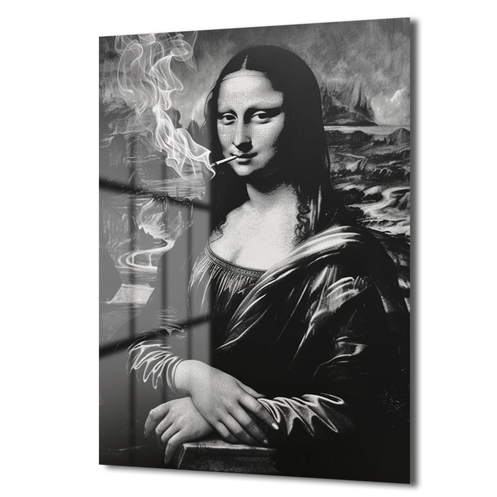 Asi Mona Lisa: Siyah Beyaz Modern Temperli Cam Tablo