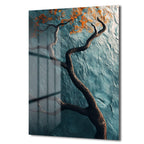 Gizemli Teal Ağaç: Modern Sanat Cam Tablo
