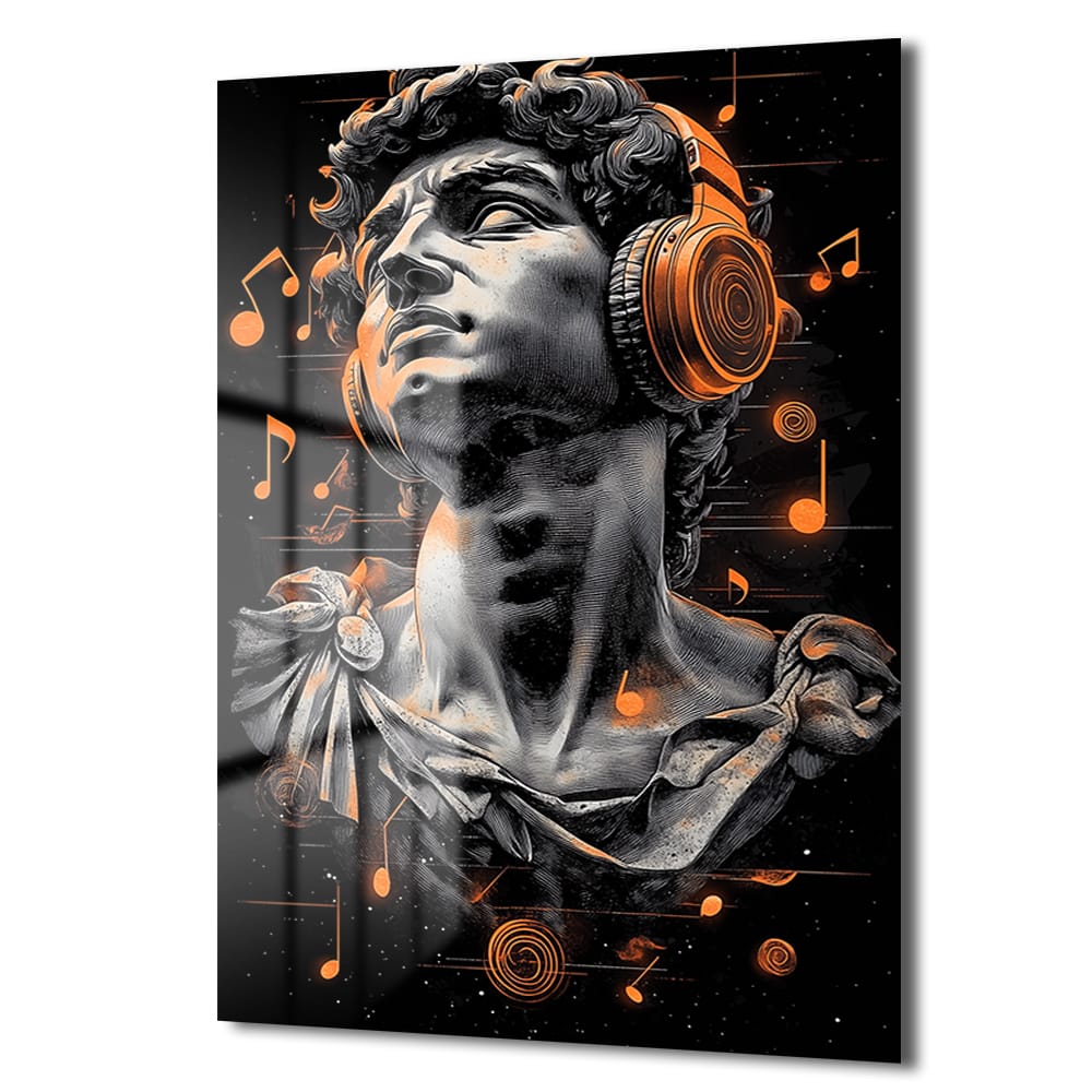 Antik Ritmin Modern Yankısı: Müzik Dinleyen Heykel Cam Tablo