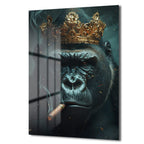 Kral Gorilla: Taçlı ve Karizmatik Modern Cam Tablo