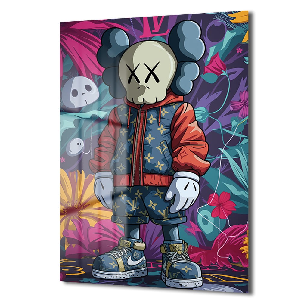 Urban Rüyalar Kaws Stili: Canlı Renkler Modern Cam Tablo