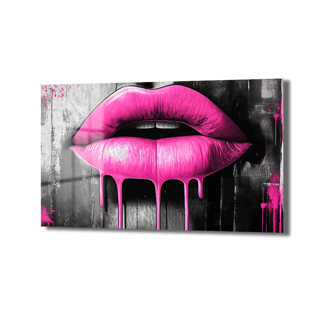 Pembe Dudaklar: Pop Art Ruhuyla Modern Cam Tablo