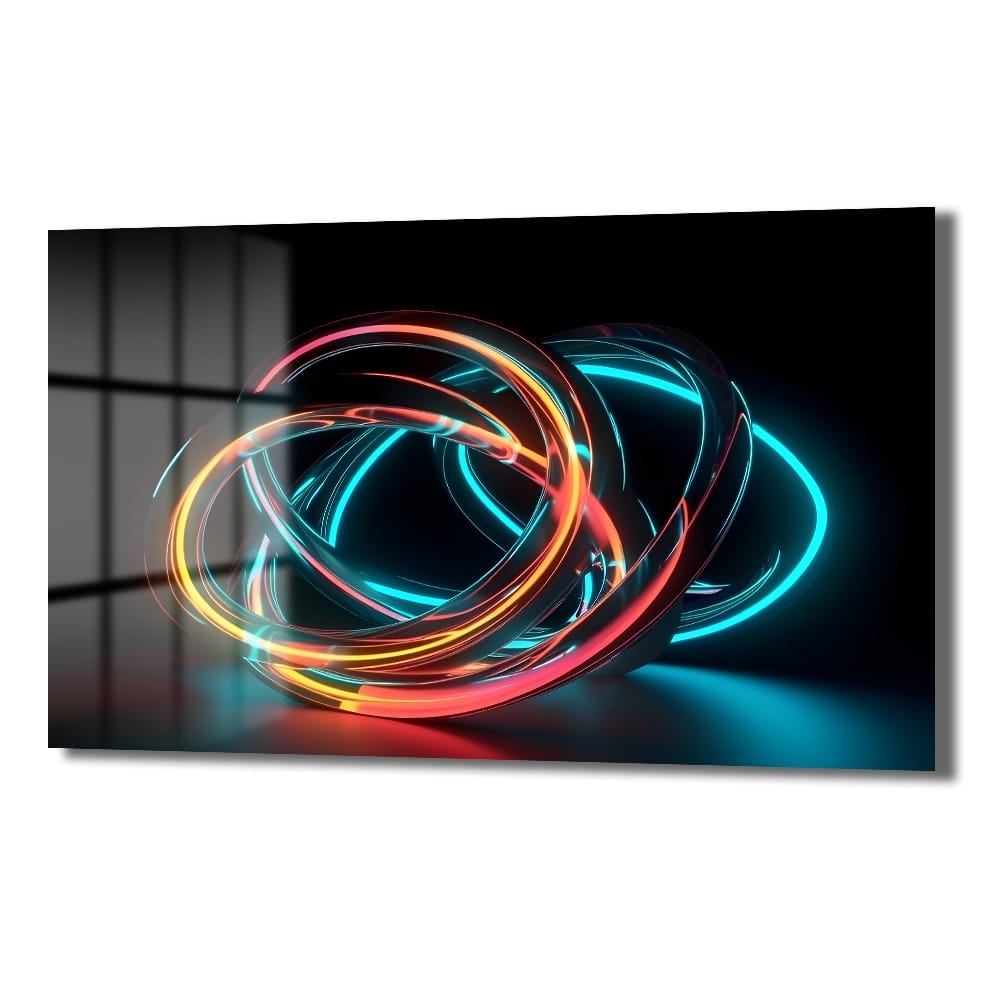 Neon Akım: Dinamik Soyut Cam Tablo