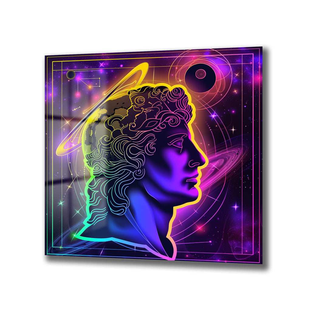 Kozmik David Neon Sanat Modern Cam Tablo