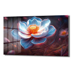 Işıltılı Lotus: Büyüleyici Mavi Tonlarda Modern Cam Tablo