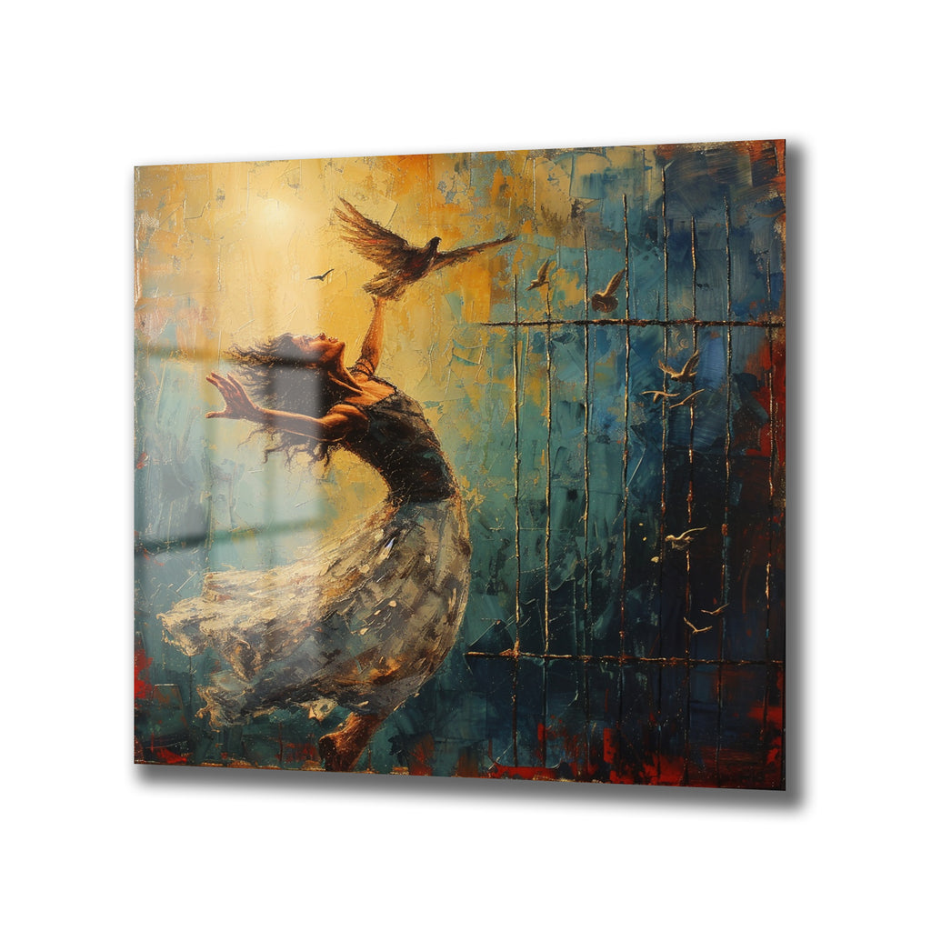 Özgürlük Dansı Cam Tablo - Modern Sanat Duvar Dekoru