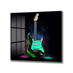 Elektro Gitar Sanat Cam Tablo - Rock Ruhunu Yansıt