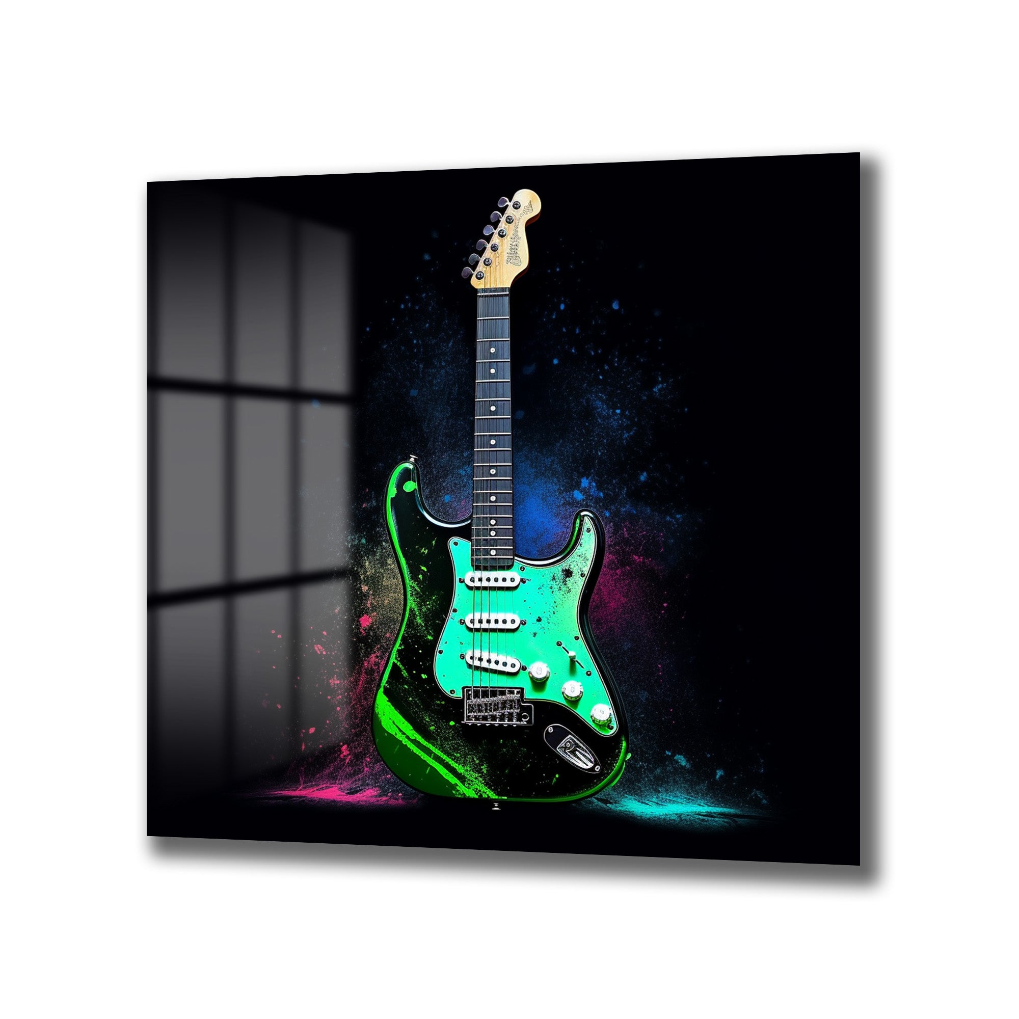 Elektro Gitar Sanat Cam Tablo - Rock Ruhunu Yansıt