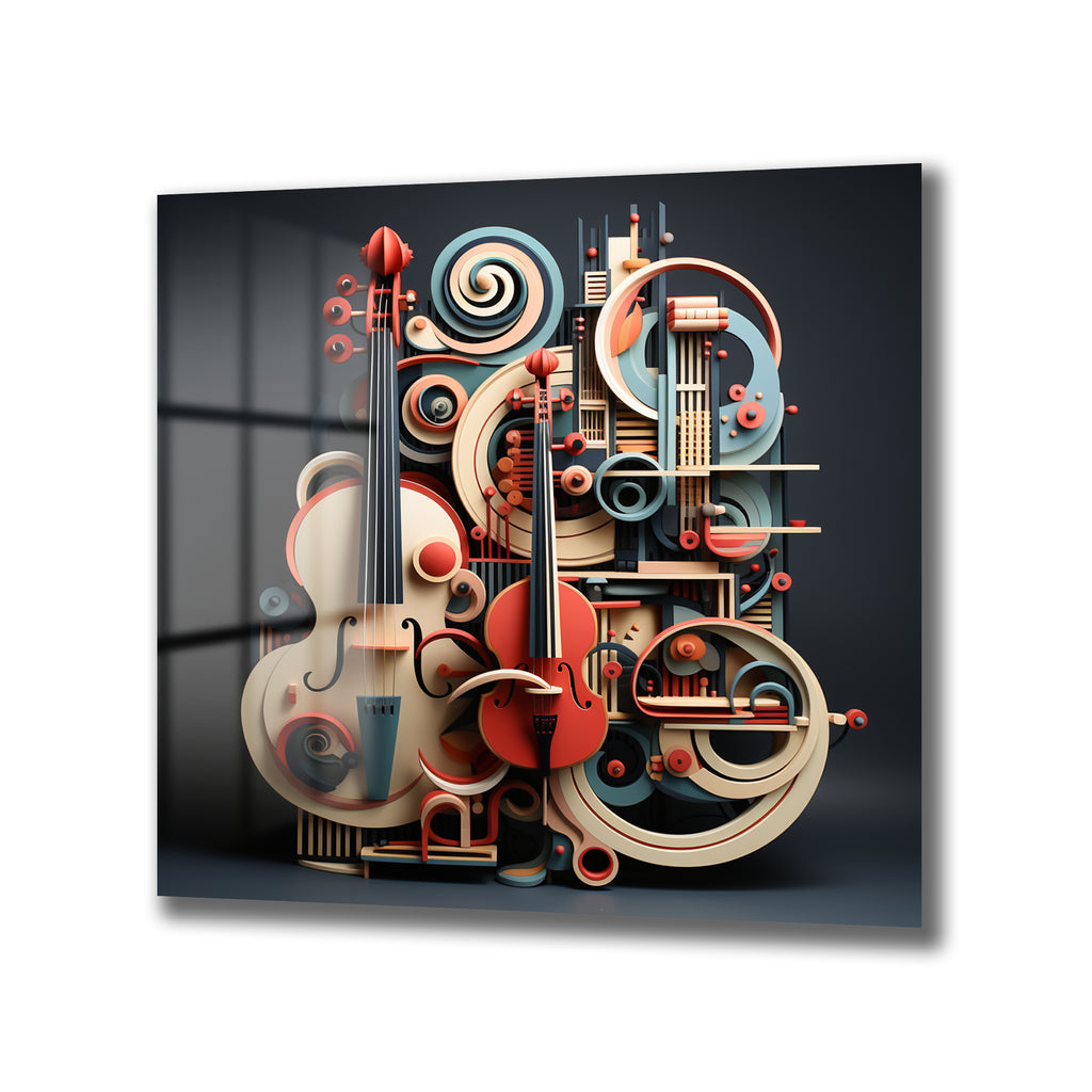 Dinamik Müzik Ritimleri Soyut Sanat Cam Tablo