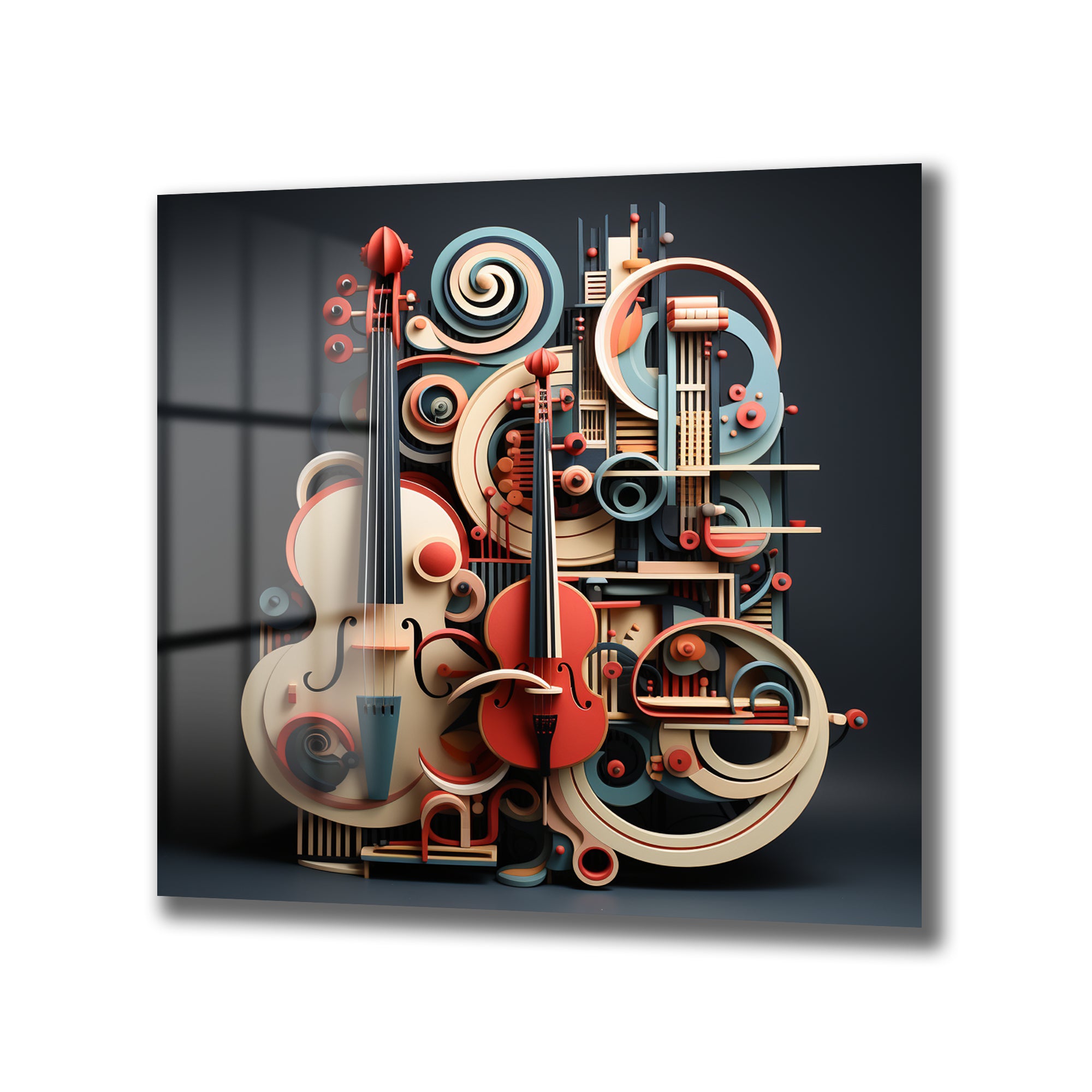Dinamik Müzik Ritimleri Soyut Sanat Cam Tablo
