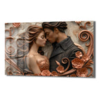 Aşkın Sonsuz Dansı: Romantik Relief Cam Tablo