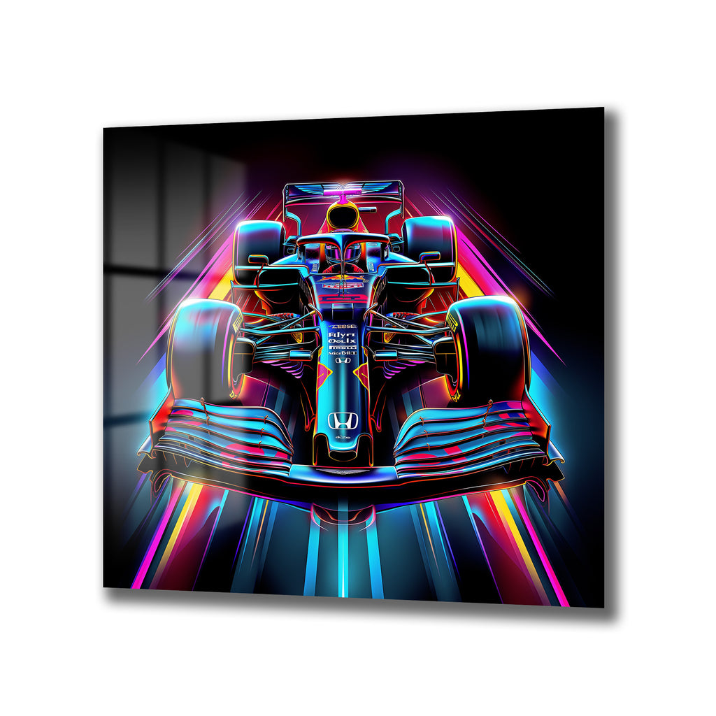 Neon Hız F1 Yarış Arabası Estetik Cam Tablo