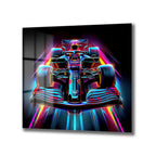 Neon Hız F1 Yarış Arabası Estetik Cam Tablo