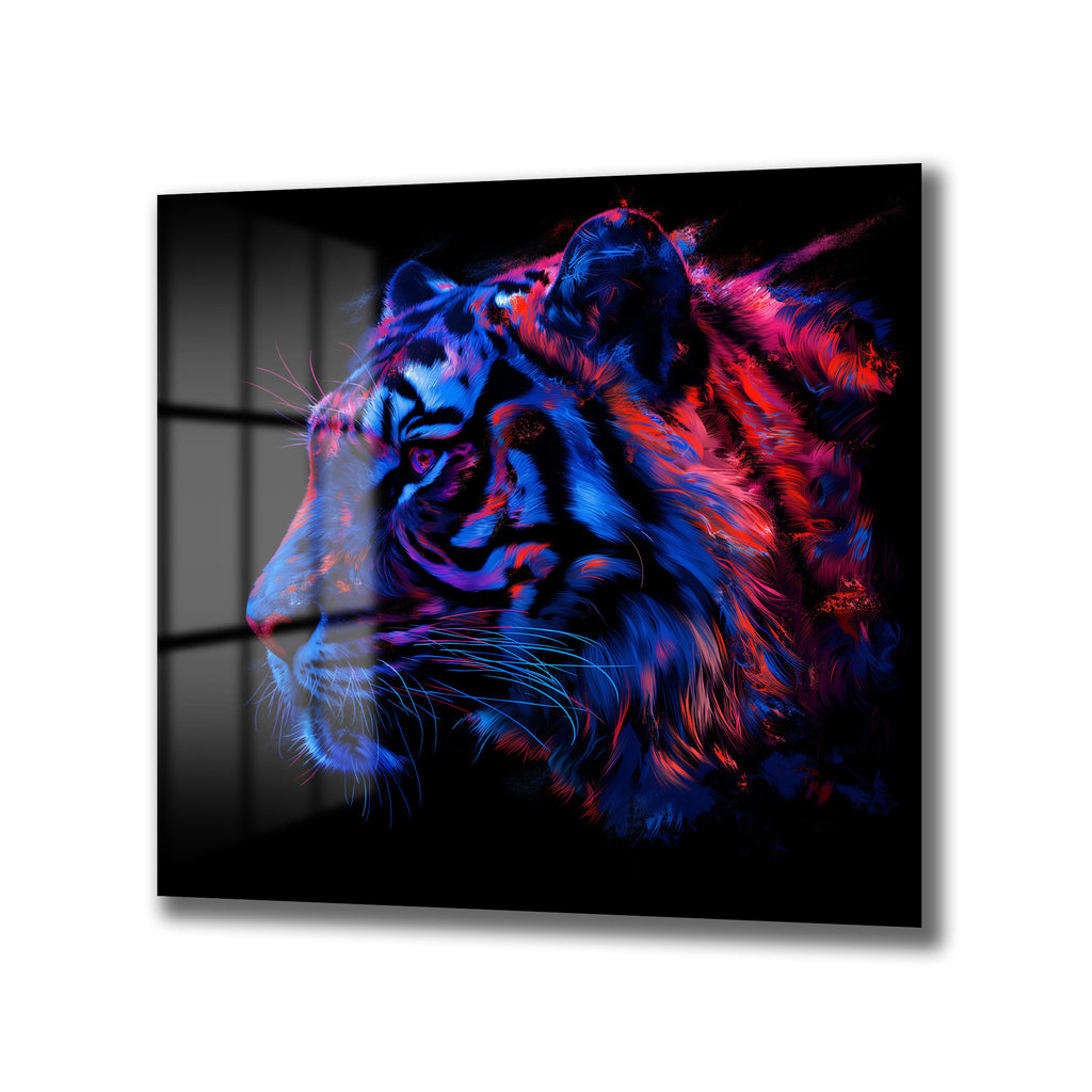 Neon Kaplan Portresi: Enerjik ve Modern Sanat Cam Tablo