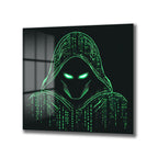 Siber Güvenlik Hacker Temalı Dijital Sanat Cam Tablo