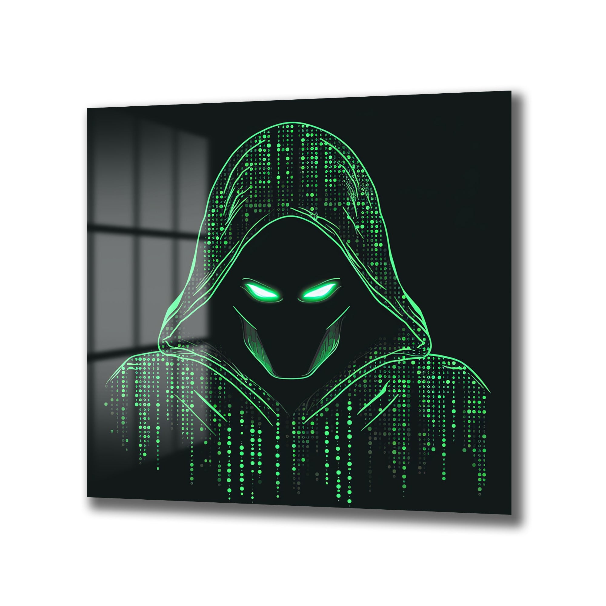 Siber Güvenlik Hacker Temalı Dijital Sanat Cam Tablo